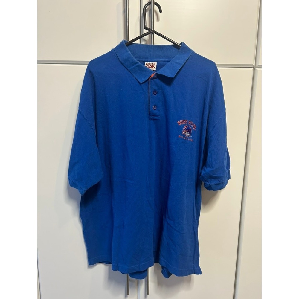 Red Oak Boise State Broncos Polo Shirt Mens XL Royal Blue Short Sleeve Cotton
